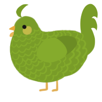 A chartreuse chicken with a lace pattern