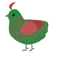 A viridian and red chicken with a lace pattern