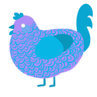A lilac and cerulean chicken with a double-lace pattern