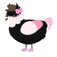 A black and rose chicken with a head pattern
