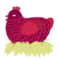A maroon and crimson chicken with a lace pattern