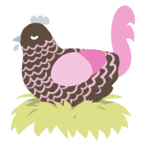 A bark and pink chicken with a lace pattern