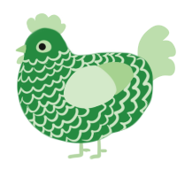 A viridian and gluppy chicken with a lace pattern