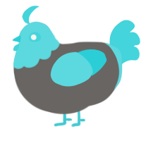 A grey and aqua chicken with a head pattern