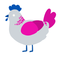 A mist and fuchsia chicken with a neck-band pattern