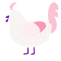 A white and rose chicken with a lace pattern