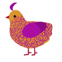 A orange and plum chicken with a double-lace pattern