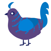 A overcast and sapphire chicken with a half-bar pattern