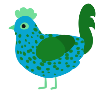 Bluey, a cerulean and leaf chicken with a speckle pattern