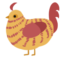 A honey and red chicken with a bar pattern
