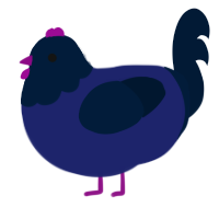 A navy and tumblr chicken with a head pattern