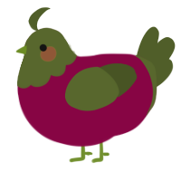 A maroon and olive chicken with a head pattern