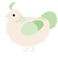 A cream and gluppy chicken with a neck-speckle pattern