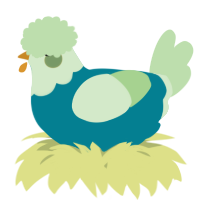 A sea and gluppy chicken with a head pattern