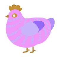 Marshmallow, a lavender and lilac chicken with a bar pattern