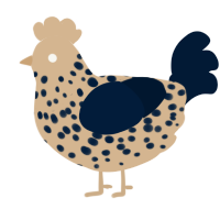 A beige and tumblr chicken with a speckle pattern