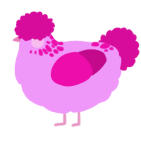 A lavender and fuchsia chicken with a neck-speckle pattern