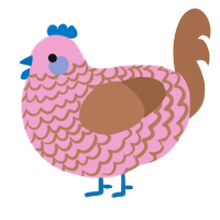 A pink and brown chicken with a lace pattern