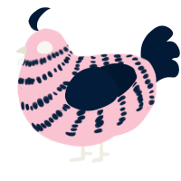 A rose and tumblr chicken with a bar pattern