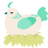 A cream and mint chicken with a neck-speckle pattern