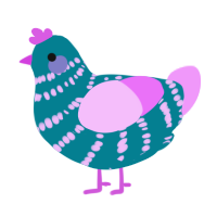 Sea Blossom, a sea and lavender chicken with a bar pattern