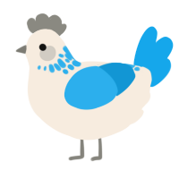 A cream and sky chicken with a neck-speckle pattern