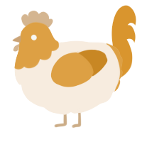 A cream and orange chicken with a head pattern