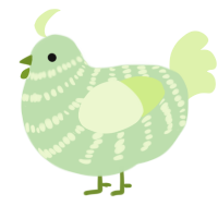 Lumbridge, a gluppy and apple chicken with a bar pattern