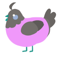 A lavender and grey chicken with a head pattern