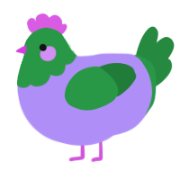 A lilac and viridian chicken with a head pattern