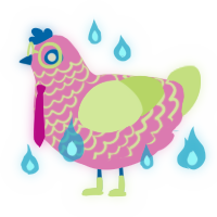 A pink and apple chicken with a lace pattern