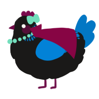 A sable and sapphire chicken with a neck-band pattern