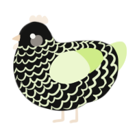A black and apple chicken with a lace pattern