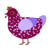A maroon and lilac chicken with a speckle pattern