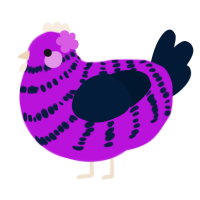 Orchid, a amethyst and tumblr chicken with a bar pattern