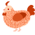 A rose and red chicken with a double-lace pattern