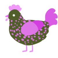 Saucy Olive, a olive and orchid chicken with a speckle pattern