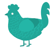 A turquoise chicken with a lace pattern
