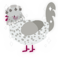 A silver and ash chicken with a speckle pattern