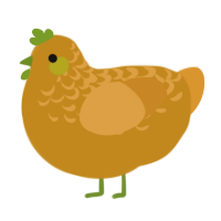 A ochre and orange chicken with a half-lace pattern