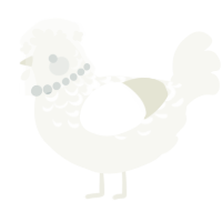 A white chicken with a half-lace pattern