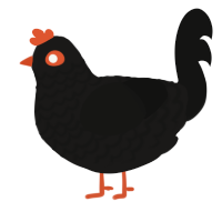 A sable and black chicken with a lace pattern