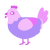 A lilac and lavender chicken with a head pattern