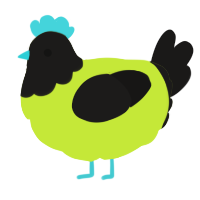 A lime and sable chicken with a head pattern