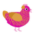 A fuchsia and orange chicken with a lace pattern