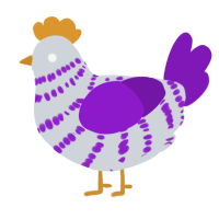A mist and violet chicken with a bar pattern