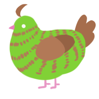 A grass and brown chicken with a bar pattern