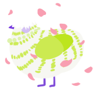 A white and lime chicken with a bar pattern