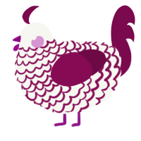 A white and wine chicken with a lace pattern