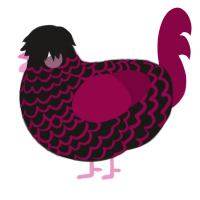 A sable and maroon chicken with a lace pattern